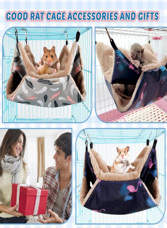 LYART 2 Pieces Guinea Pig Rat Ferret Hammocks and Warm Beds for Small Animals Pet, Squirrel Rat Ferret Cage Accessories and Toys for Sugar Glider Guinea Pig Hamster (1.Flamingo+Feather) - Image 2
